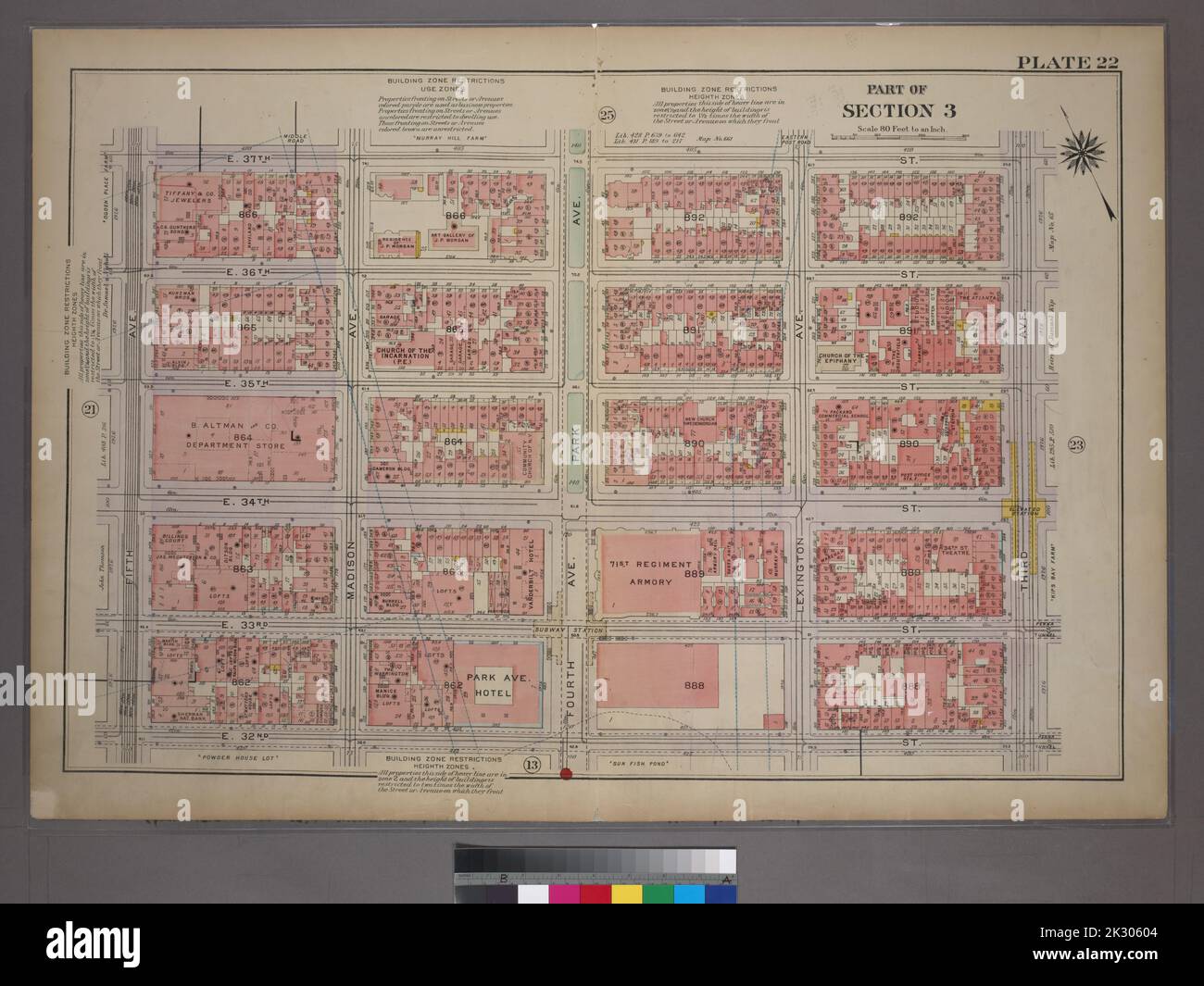 Cartographic Maps 1920 Lionel - Cartographic Maps 1920 Lionel Pincus And Princess Firyal Map Division Manhattan New York Ny Real Property New York State New York New York Ny Plate 22 Part Of Section 3 Bounded By E 37th Street Third Avenue E 32nd Street And Fifth Avenue 2K30604