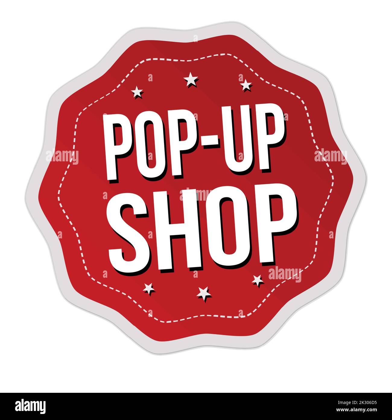 Pop-up shop label or sticker on white background, vector illustration Stock Vector