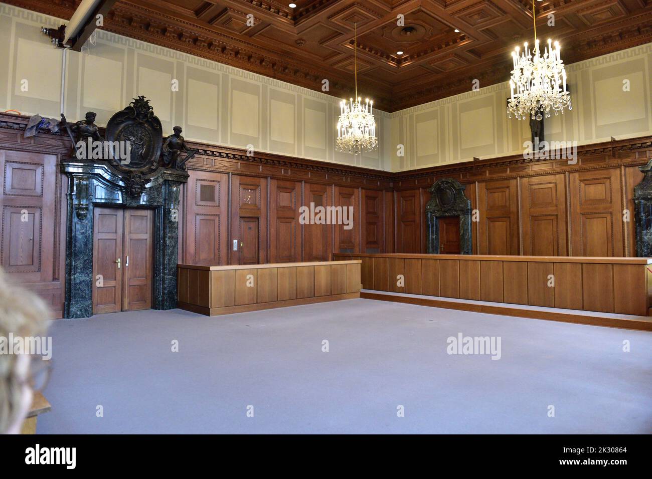 Memorium of the Nuremberg trials, the first criminal trials before an international military court took place here in jury court room 600 Stock Photo