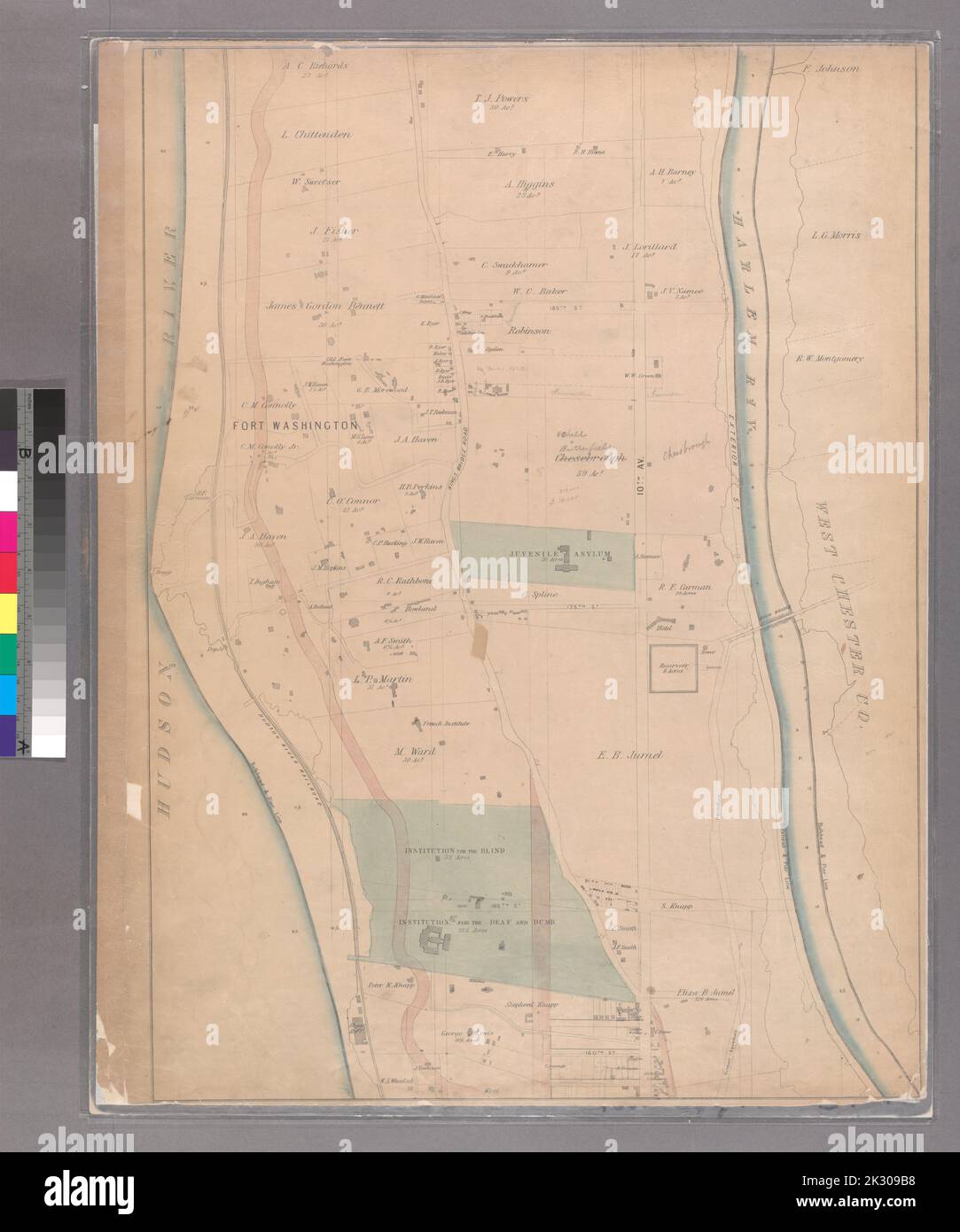 Cartographic Maps 1867 Lionel - Cartographic Maps 1867 Lionel Pincus And Princess Firyal Map Division Sheet 19 Bounded By Hudson River Bulk Head Pier Line Fort Washington 10th Avenue Harlem River Bulk Head Pier Line And 160th Street 2K309B8 