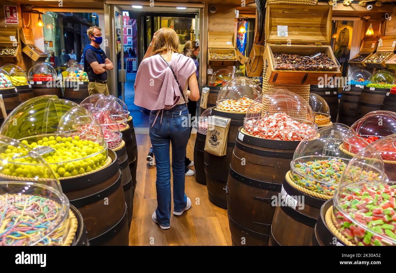 Andalucia travel. Captain Candy shop, Seville, Spain Stock Photo