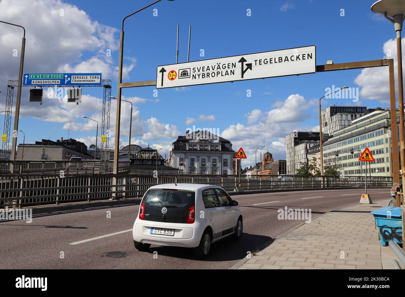 Stockholm, Sweden - July 29, 2022: One car exits the Central bridge. Stock Photo