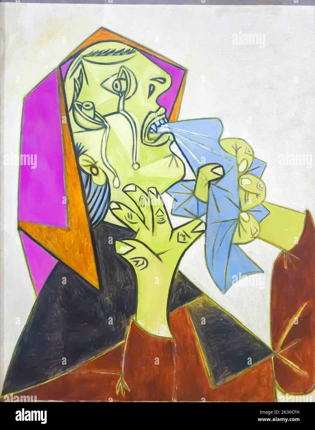 Pablo Picasso - Cabeza de mujer llorando con pañuelo (III). (Weeping Woman’s Head with Handkerchief [III].), 1937 Oil on canvas. Reina Sofia Museum Stock Photo