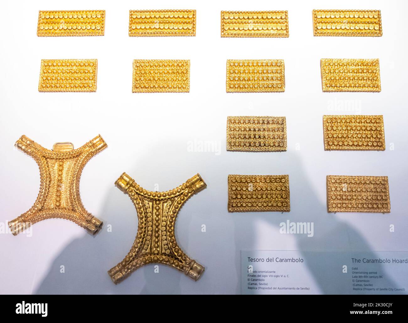 The Carambolo hoard - gold - Orientalizing period - Late 8th - 6th century B.C. - El Carambolo - Camas, Seville, Replica Stock Photo