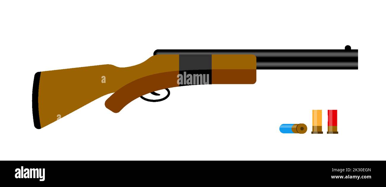 Hunting shotgun old double gun bullet military set. Double barrel