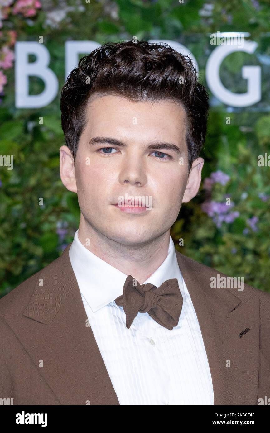 Luke Newton attends the World Premiere of "Bridgerton" Season 2 at The