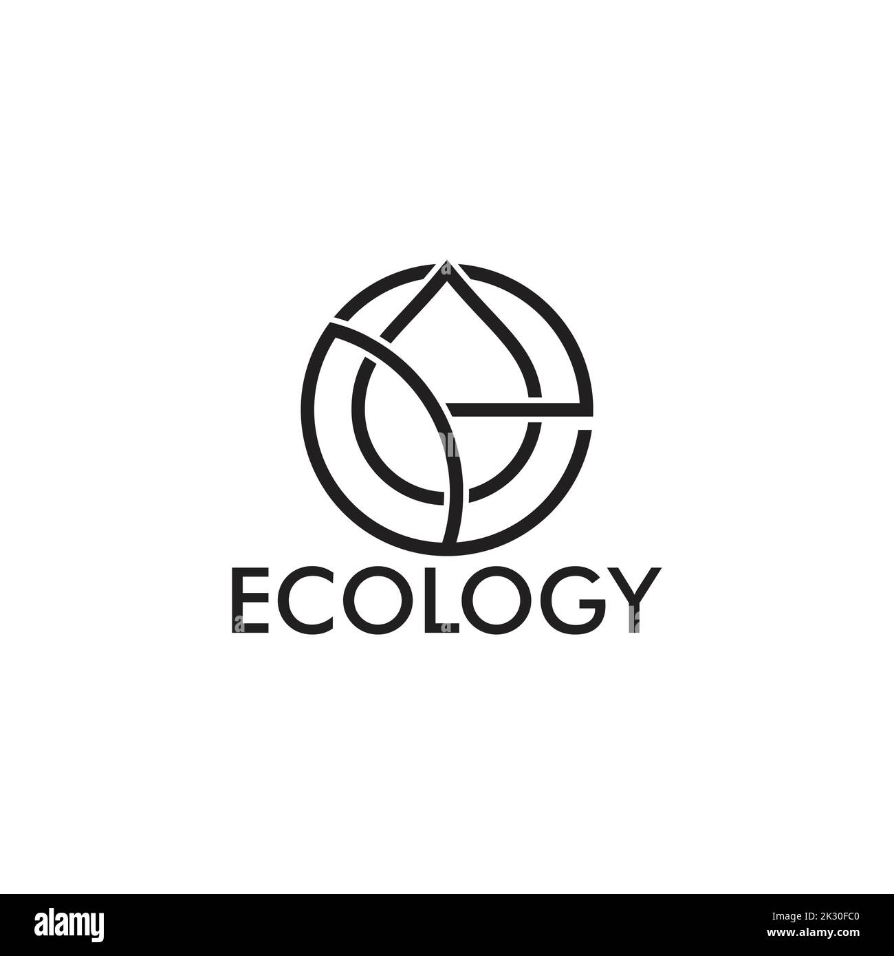 letter e ecology leaf water shape circle logo vector Stock Vector