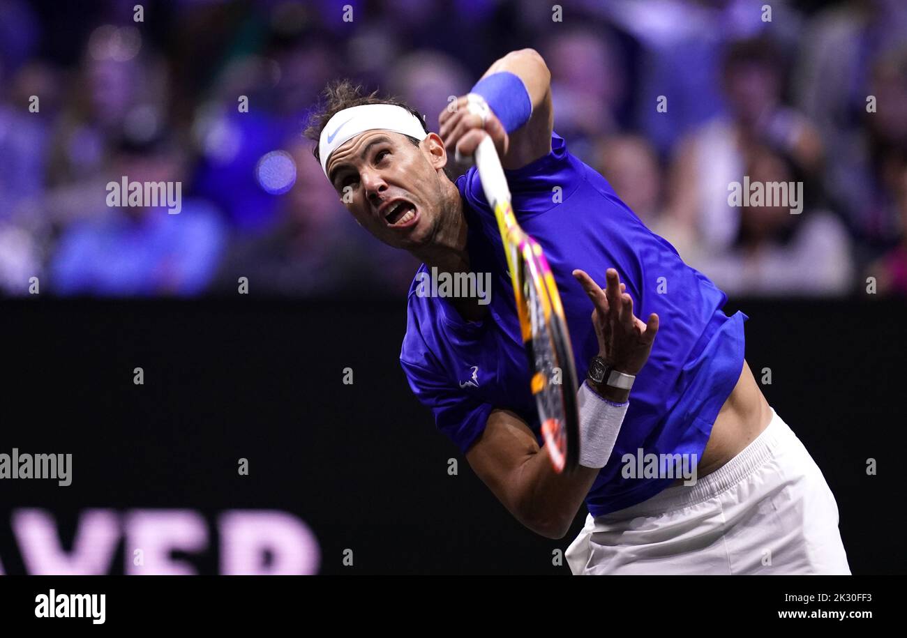 Team Europe's Rafael Nadal in action against Team World's Jack Sock and