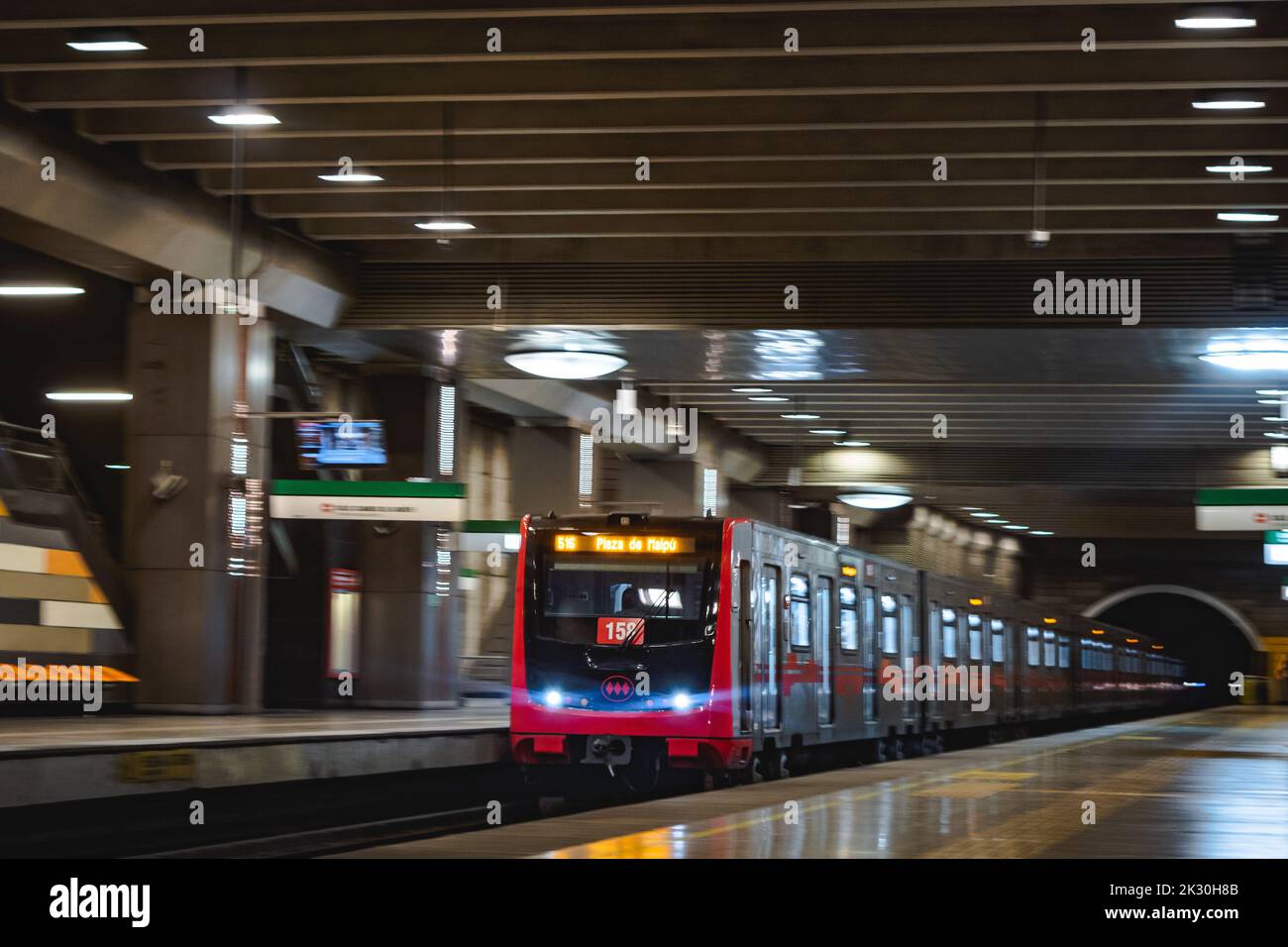 Santiago, Chile -  January 2022: A Metro de Santiago train at Line 5 Stock Photo