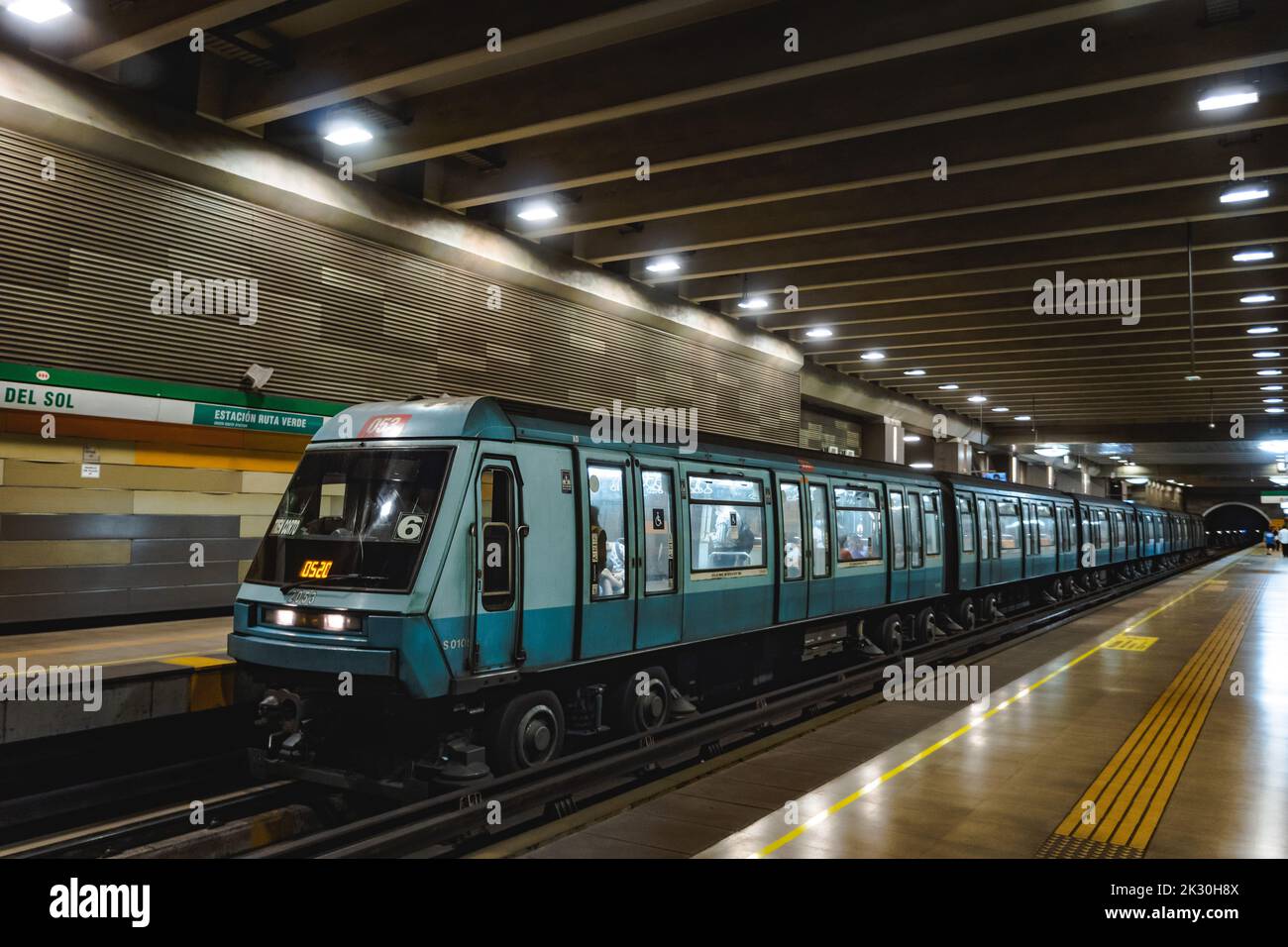 Santiago, Chile -  January 2022: A Metro de Santiago train at Line 5 Stock Photo