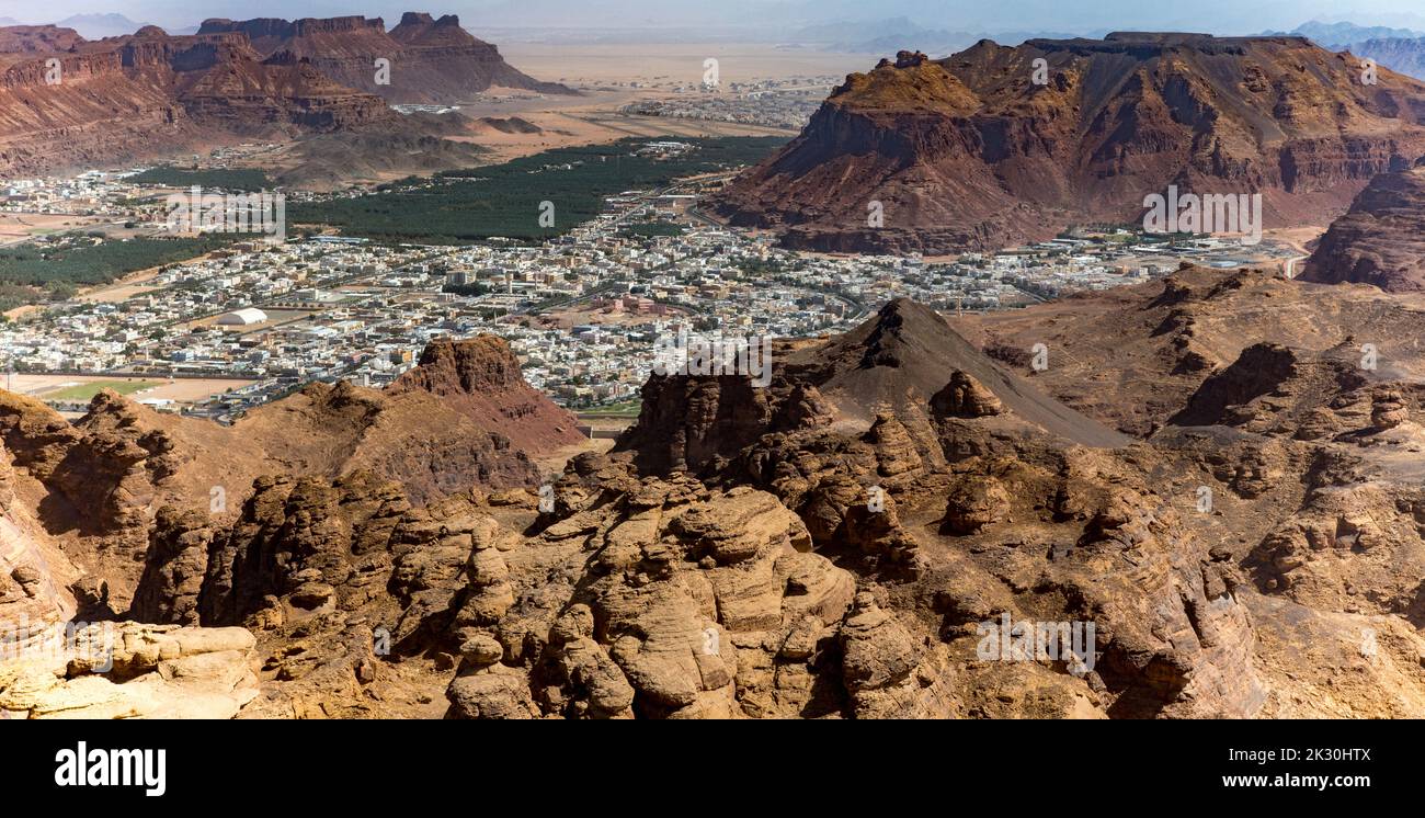 Aerial view Al Ula Saudi Arabia Stock Photo