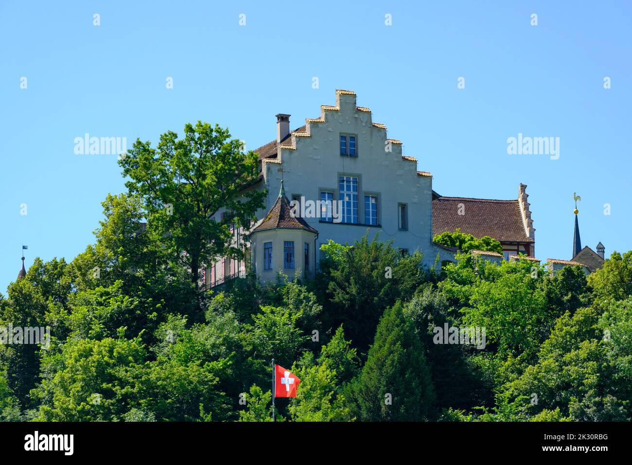 Switzerland, Canton of Zurich, Laufen Castle surrounded by green trees Stock Photo