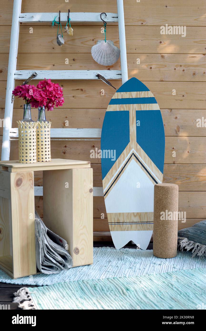 DIY wooden balance board with roller Stock Photo Alamy