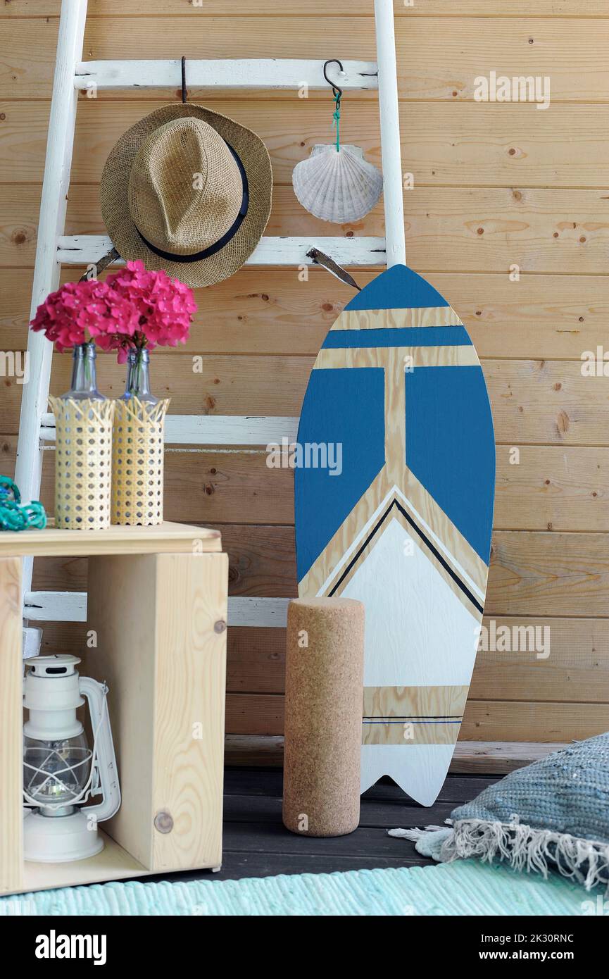 DIY wooden balance board with roller Stock Photo Alamy