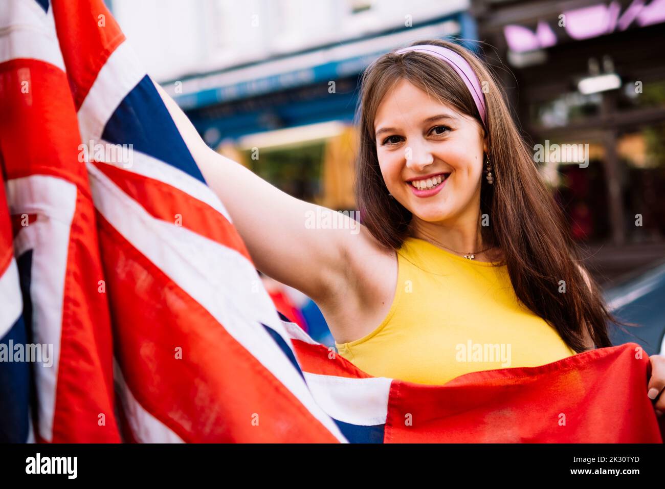 Woman british flag hires stock photography and images Alamy