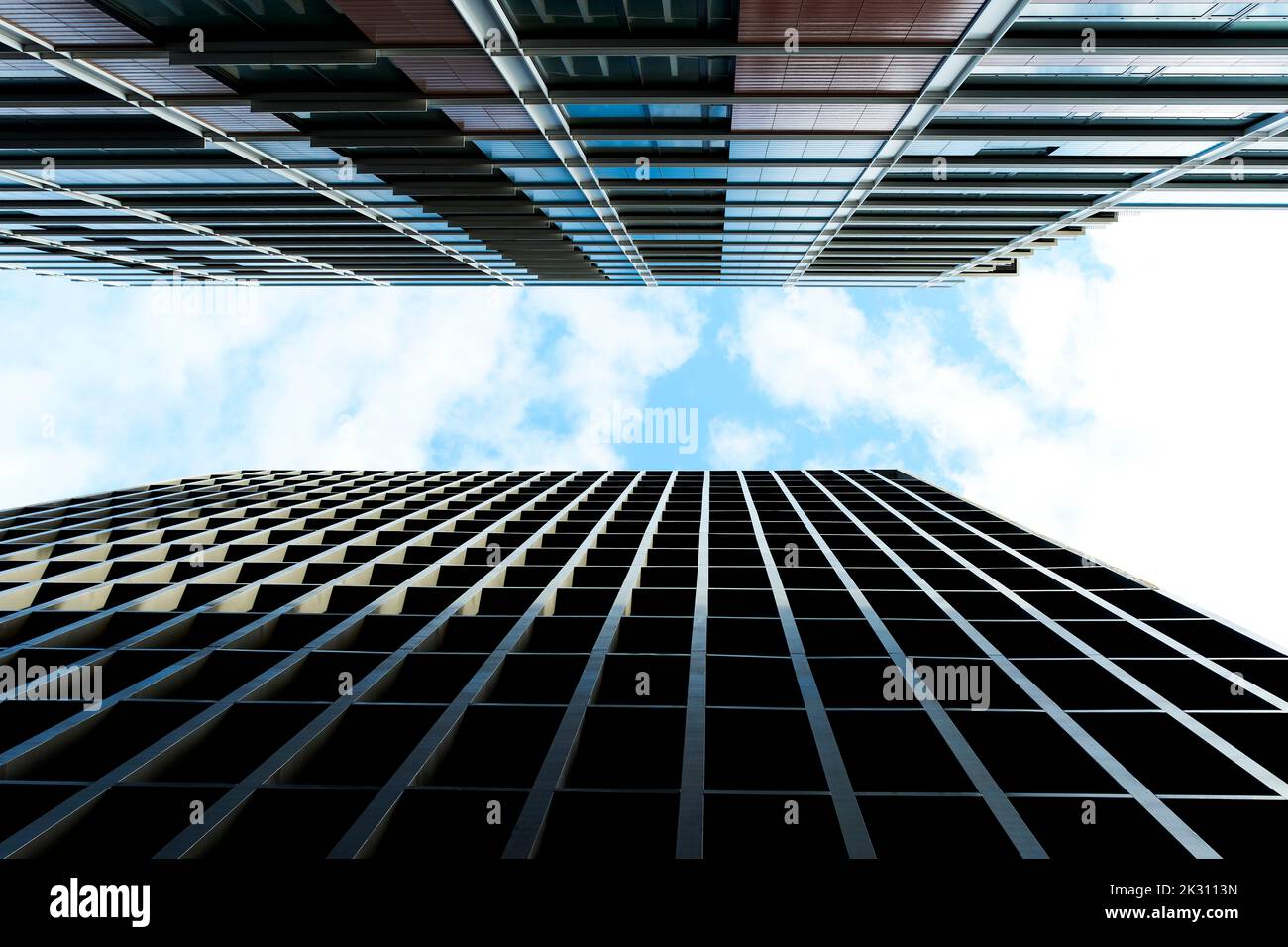 Directly below view of two skyscrapers Stock Photo