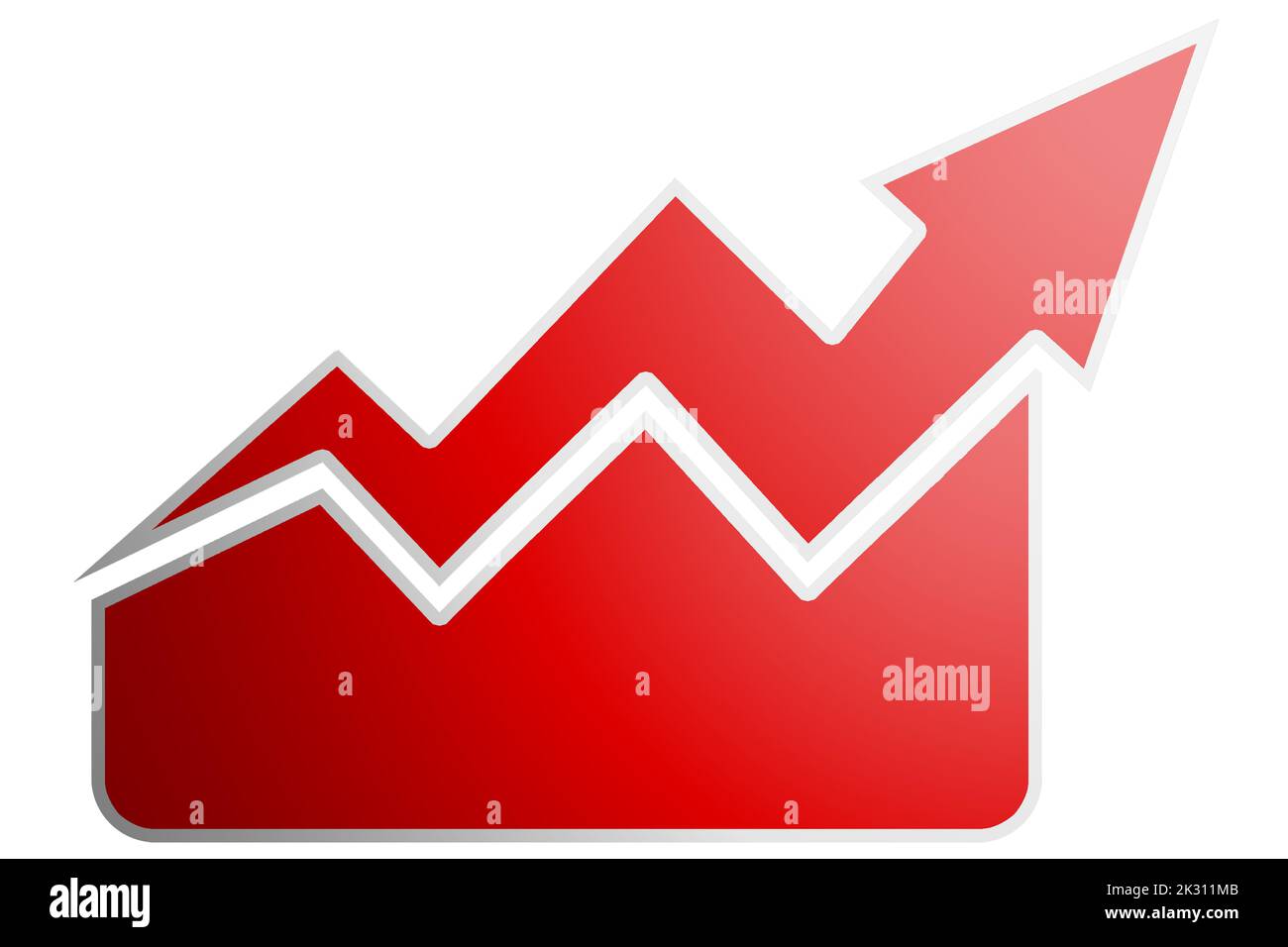 Red rising arrow isolated on white background, 3d rendering Stock Photo