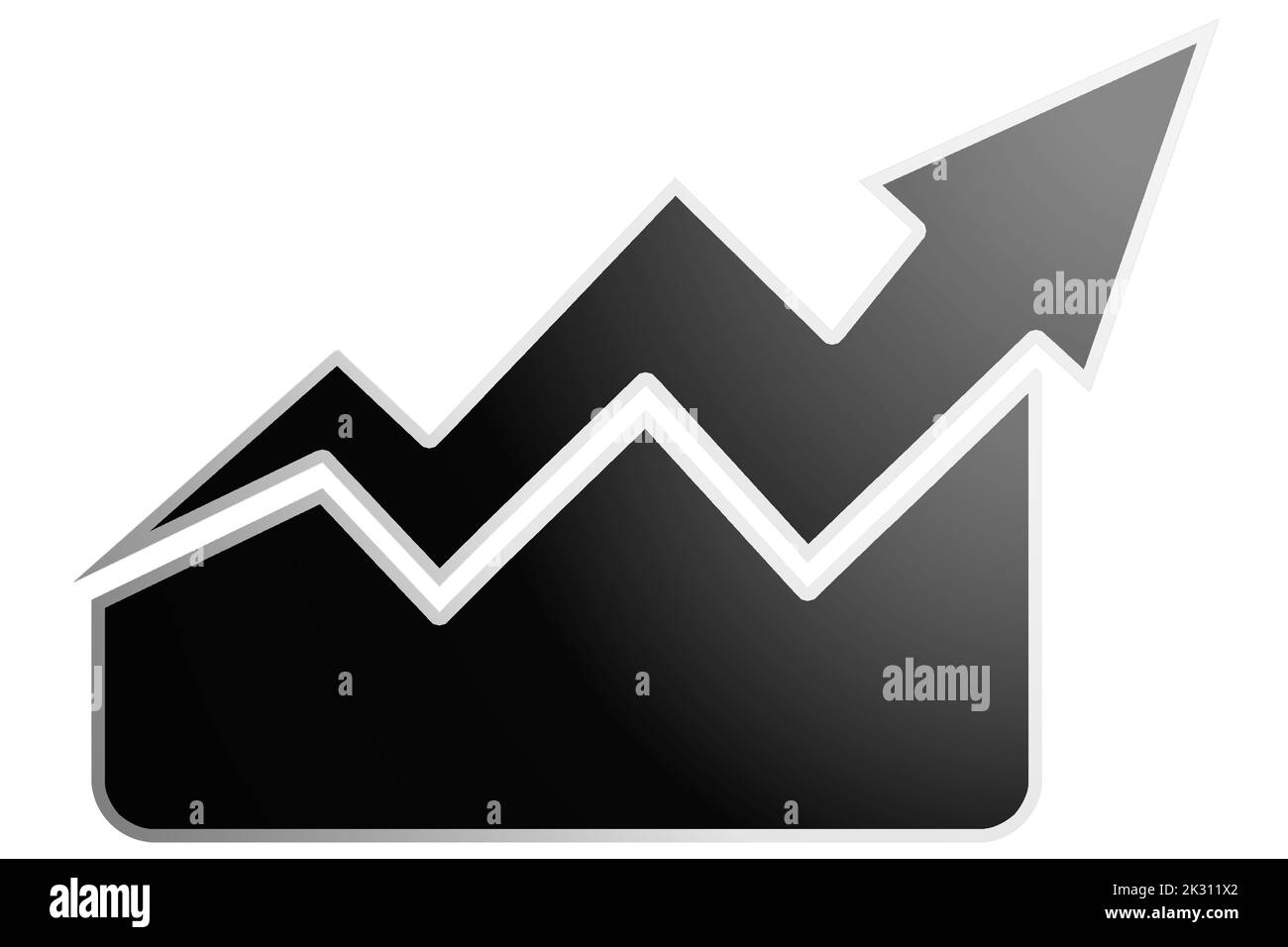 Black rising arrow isolated on white background, 3d rendering Stock ...