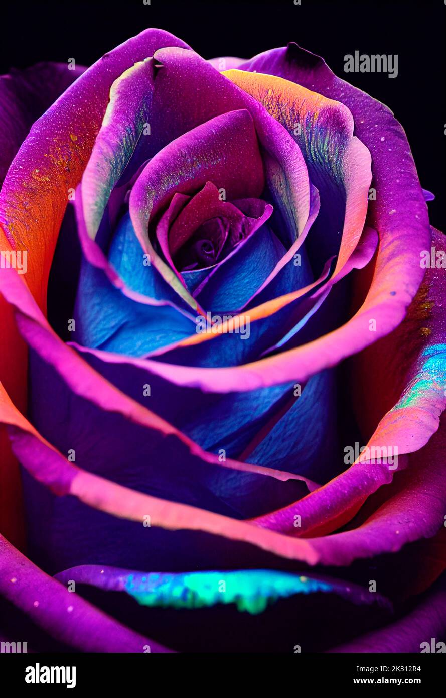 Head of blue and pink blooming rose Stock Photo Alamy