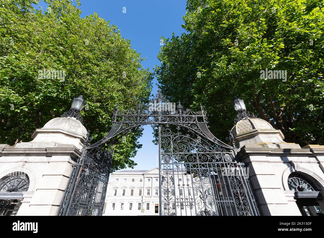 Ireland, Leinster, Dublin, Entrance gate of Leinster House Stock Photo