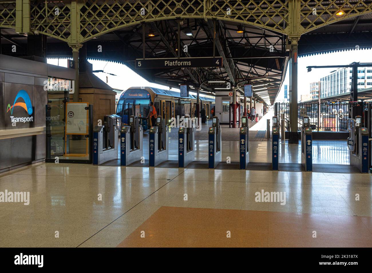 Open Opal gates in the Grand Concourse in Sydney Central Station Stock Photo