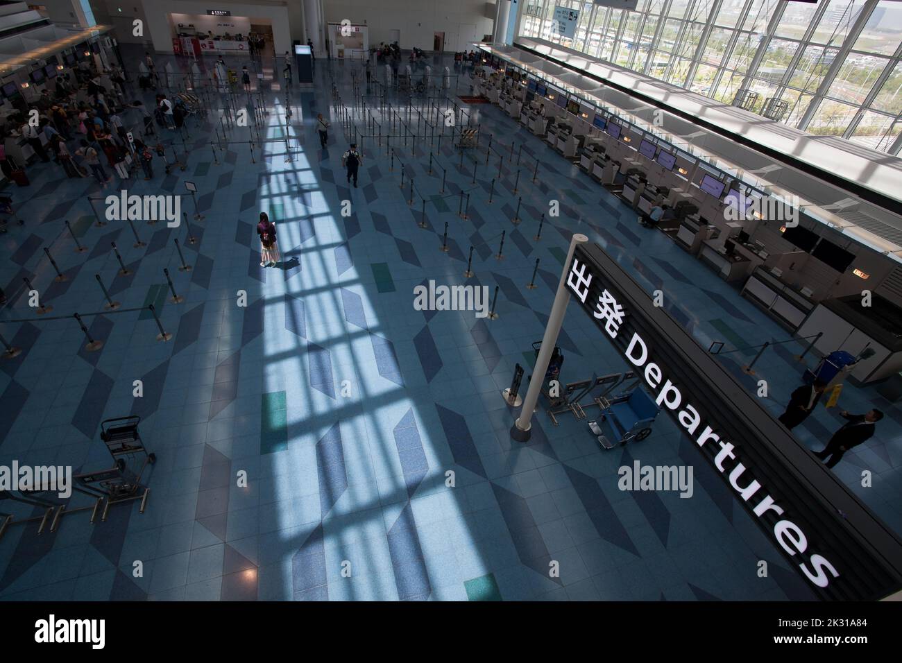 The departures check in area of Haneda International Airport. Tokyo, Japan Stock Photo