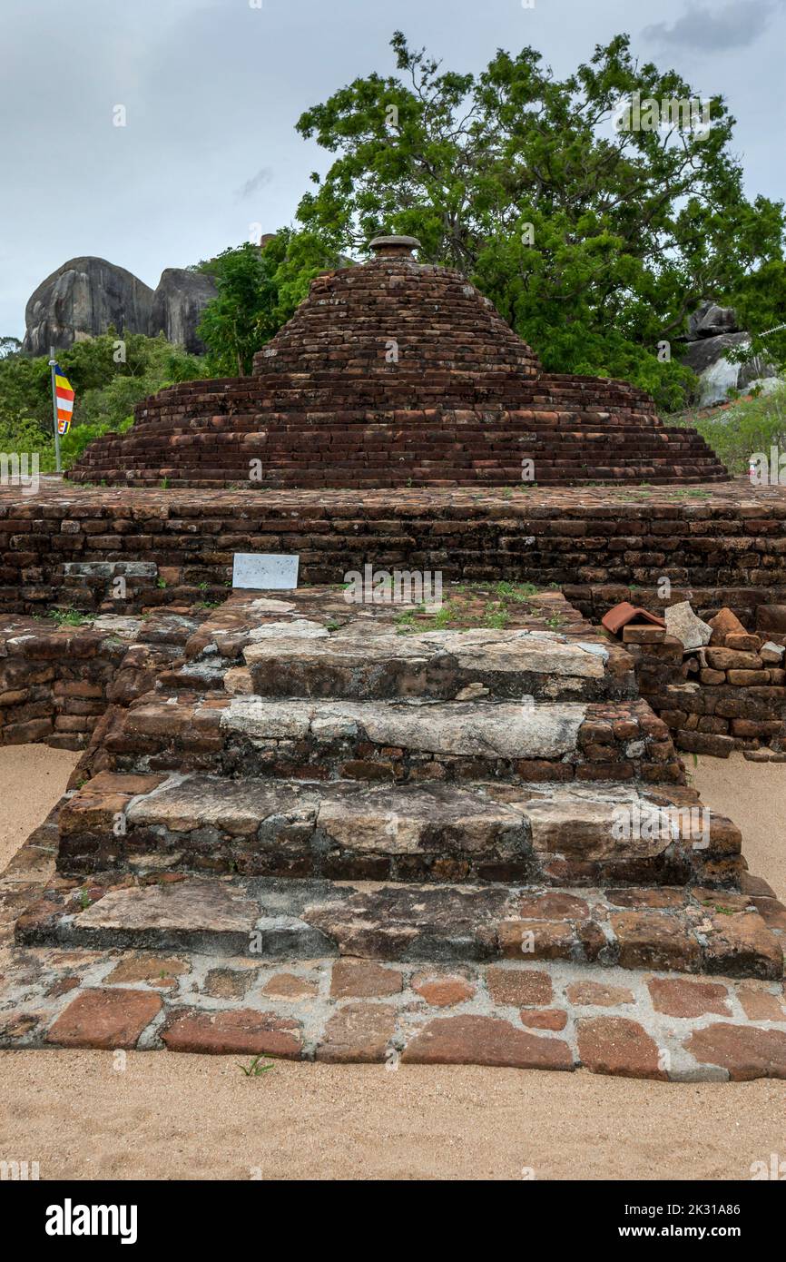 An ancient red brick stupa at Madya Mandalaya which was originally established as the Hermitage of Kudumbigala by King Kwan Tissa (BC 210- 161). Stock Photo