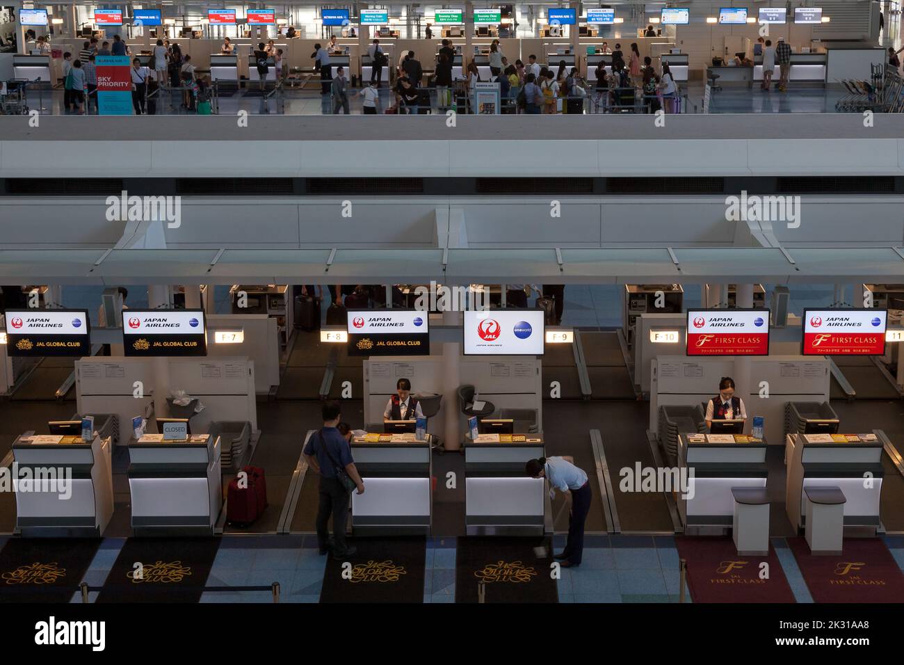 Check in desks at Haneda International Airport Terminal, Tokyo, Japan Stock Photo