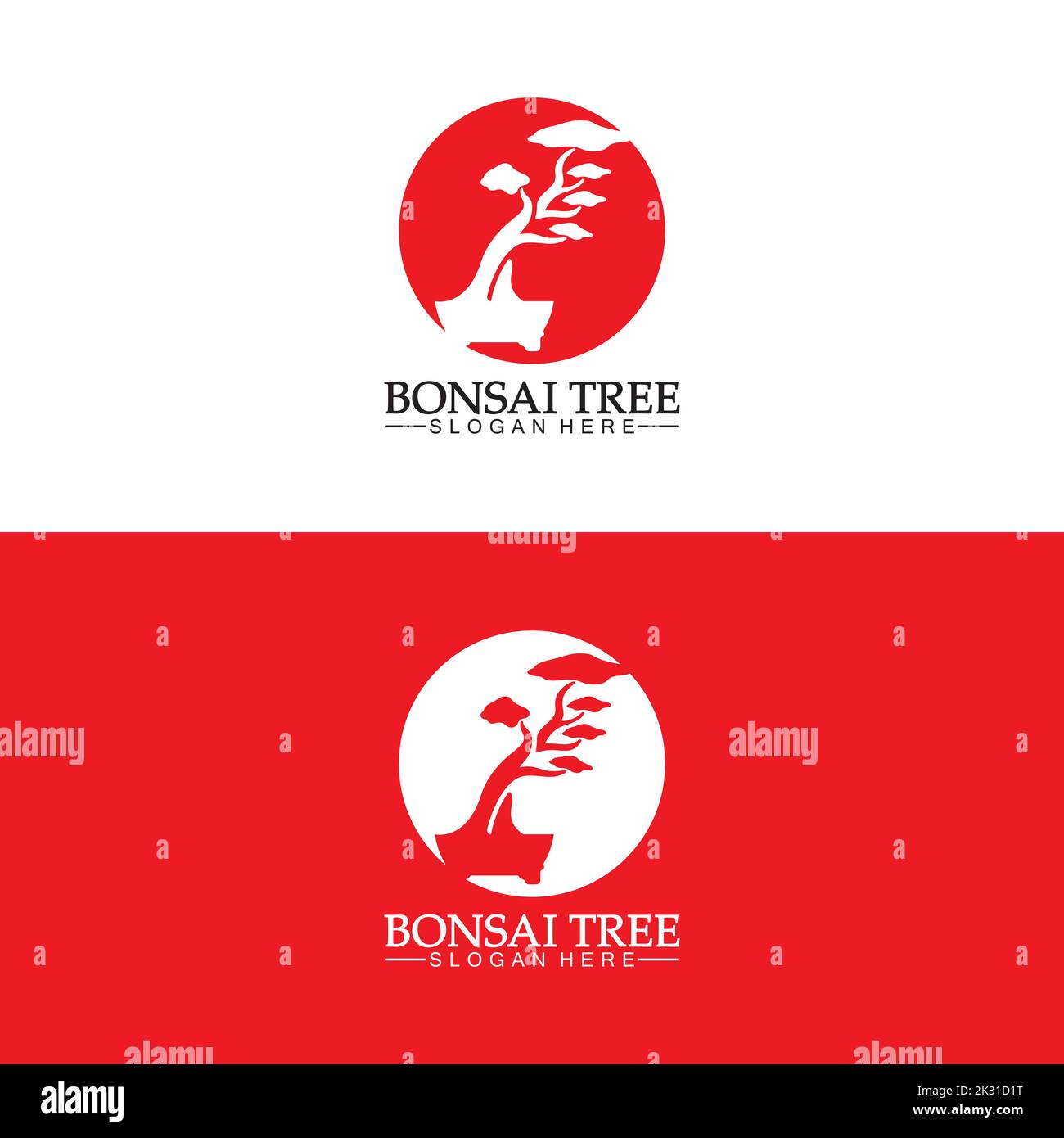 Bonsai logo design silhouette icon vector Stock Vector