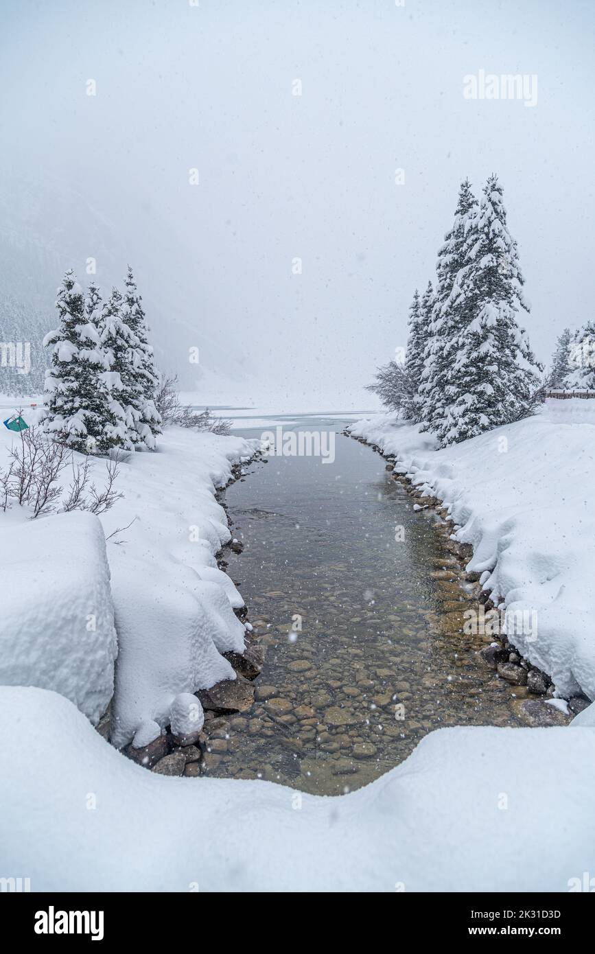 Lake Louise in Banff Park in winter time, Alberta, Canada Stock Photo ...