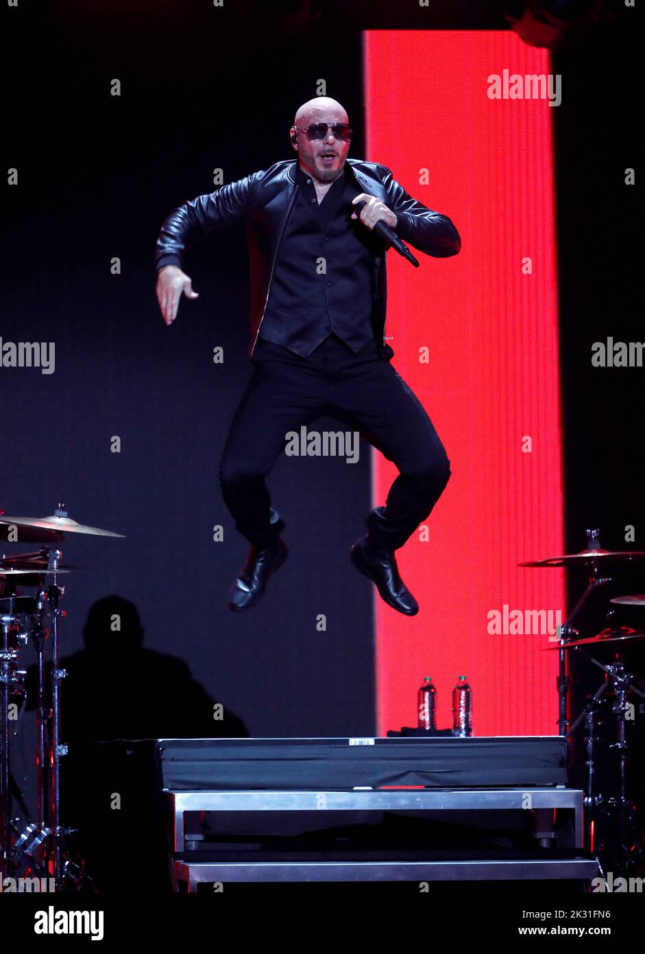 Pitbull performs during the first day of the iHeartRadio Music Festival 2022 at T-Mobile Arena in Las Vegas, Nevada, U.S. September 23, 2022. REUTERS/Steve Marcus Stock Photo