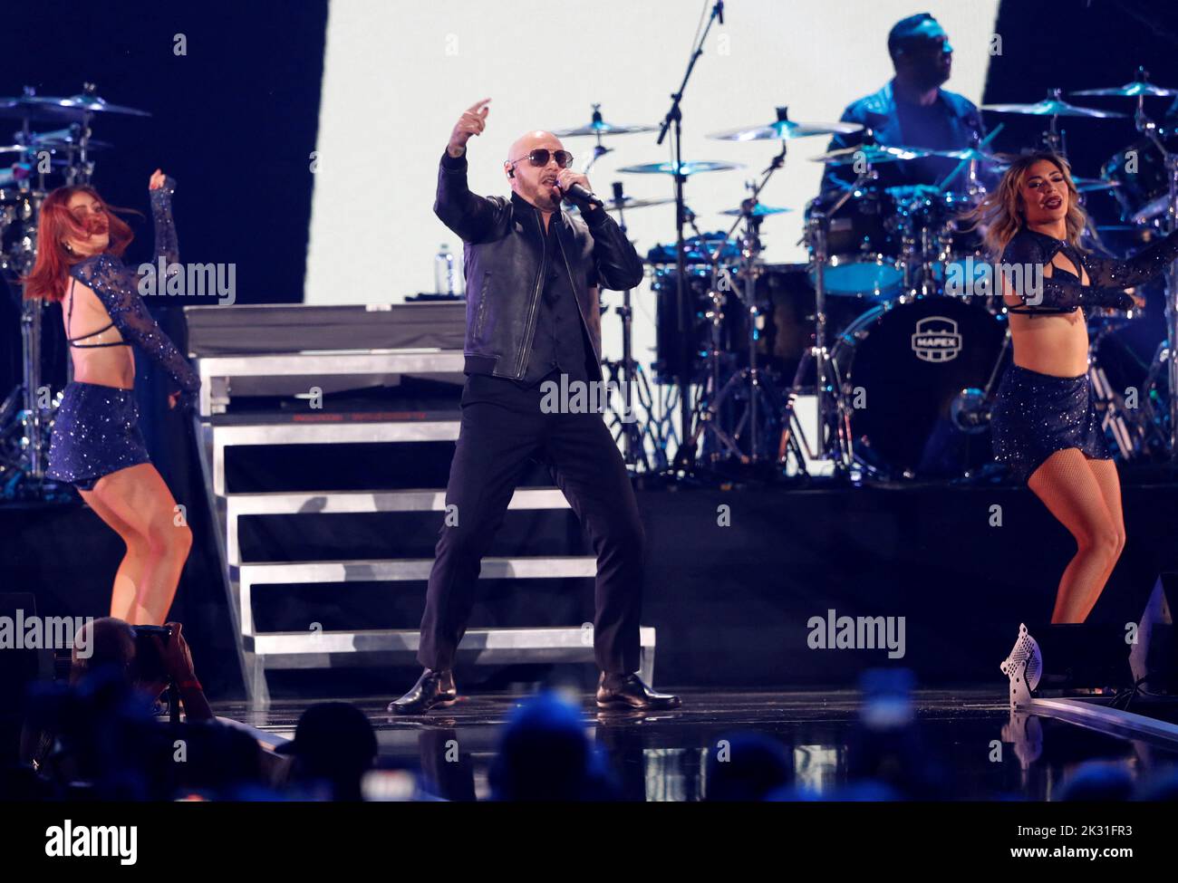 Pitbull performs during the first day of the iHeartRadio Music Festival 2022 at T-Mobile Arena in Las Vegas, Nevada, U.S. September 23, 2022. REUTERS/Steve Marcus Stock Photo