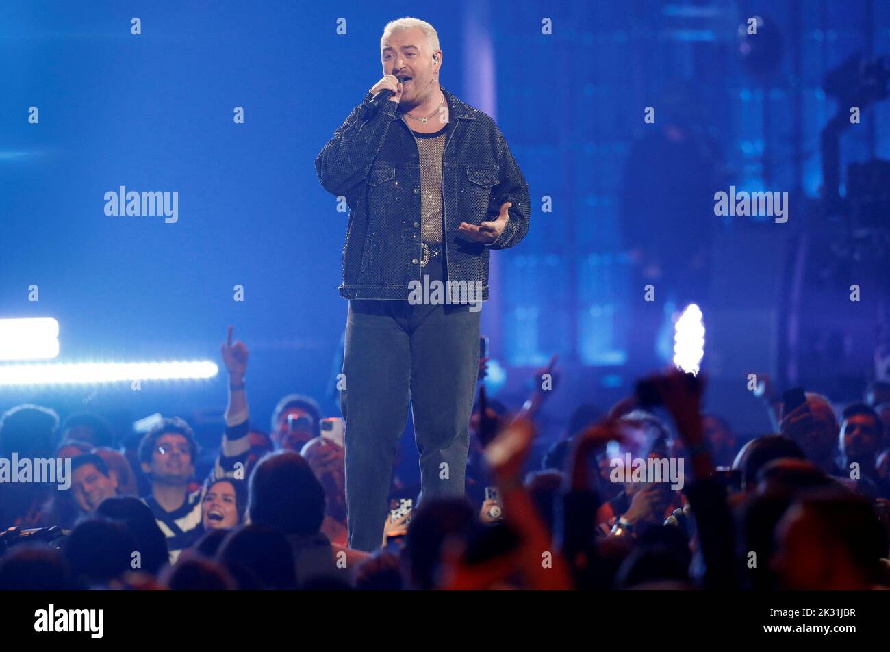 Sam Smith performs during the first day of the iHeartRadio Music Festival 2022 at T-Mobile Arena in Las Vegas, Nevada, U.S. September 23, 2022. REUTERS/Steve Marcus Stock Photo