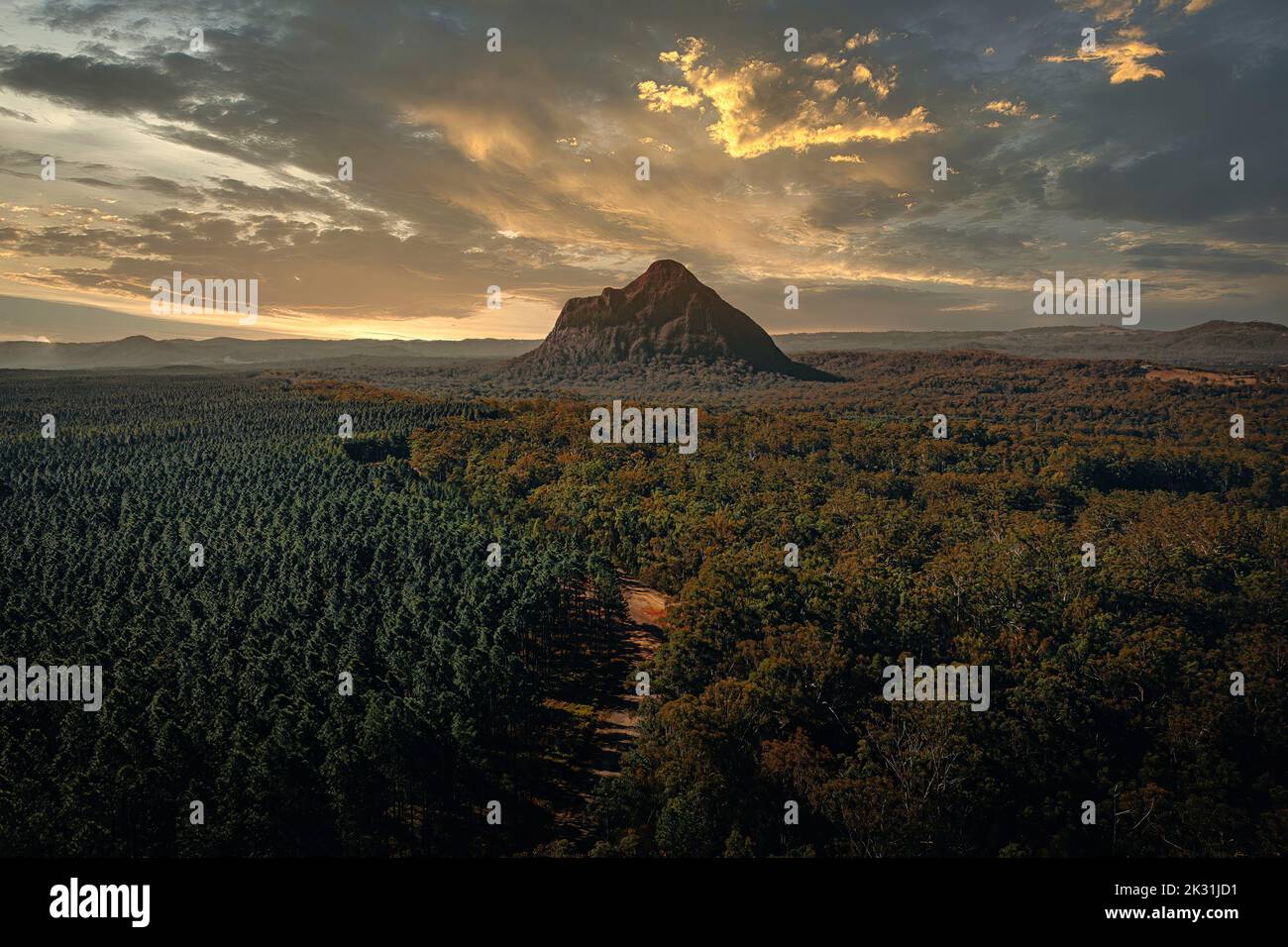 Glass House Mountain cinematic, Queensland, Australia Stock Photo Alamy