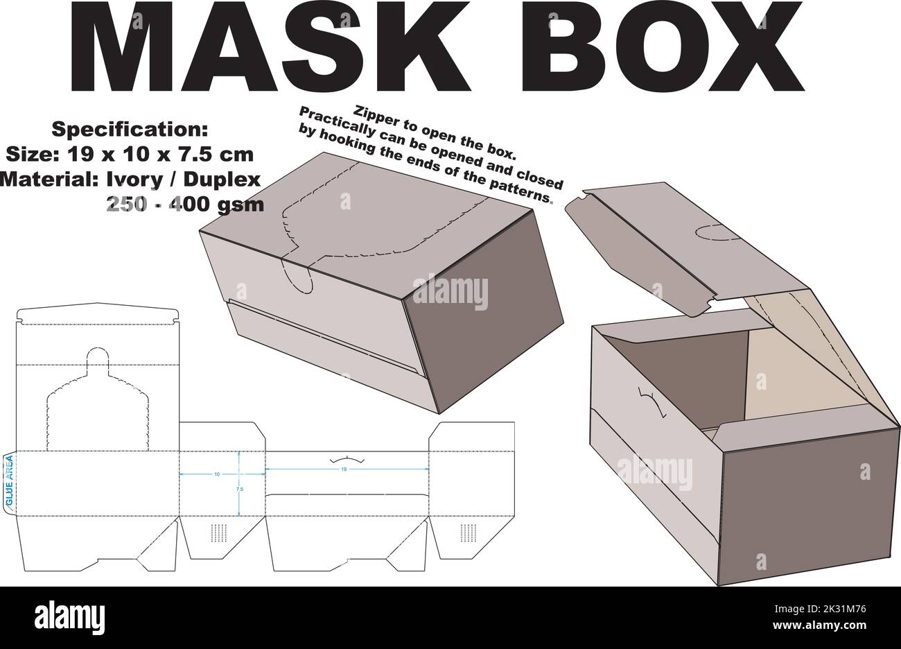 Simple mask box but looks cute. Comes with a zipper to open the box