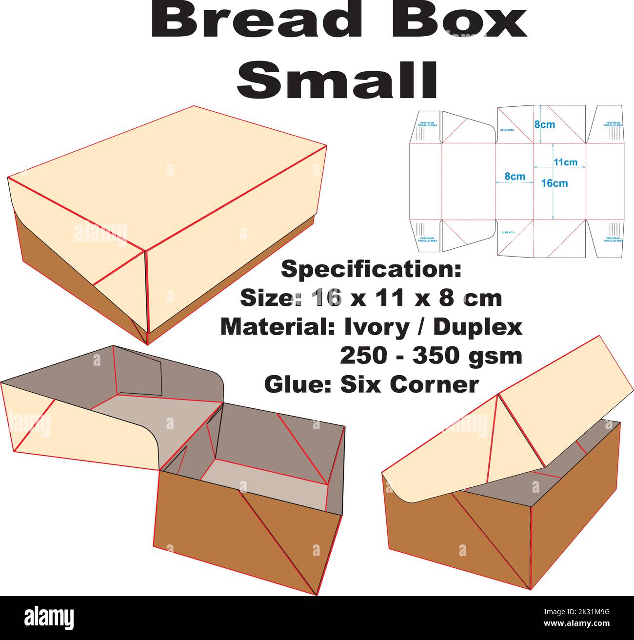 Bread Box Small Dieline Stock Vector