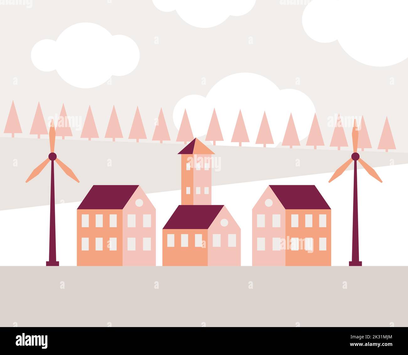 orange buildings cityscape scene Stock Vector Image & Art - Alamy