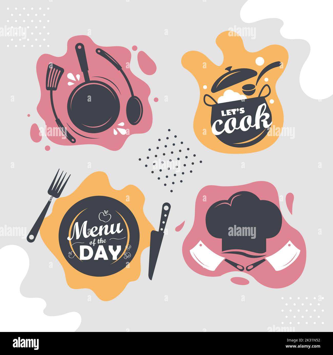 restaurant letterings and utensils Stock Vector