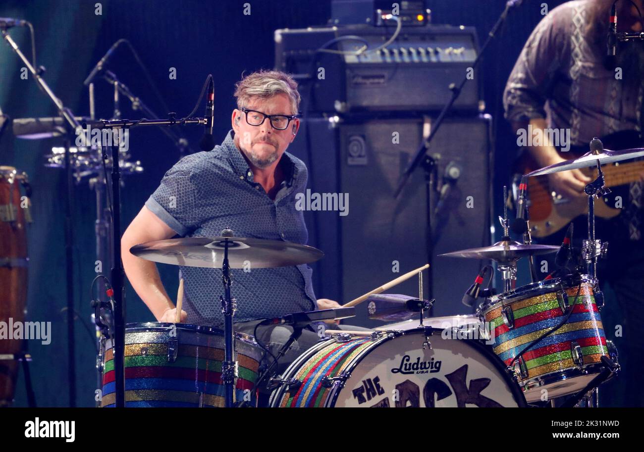 Dummer Patrick Carney of the Black Keys perform during the first day of the iHeartRadio Music Festival 2022 at T-Mobile Arena in Las Vegas, Nevada, U.S. September 23, 2022. REUTERS/Steve Marcus Stock Photo