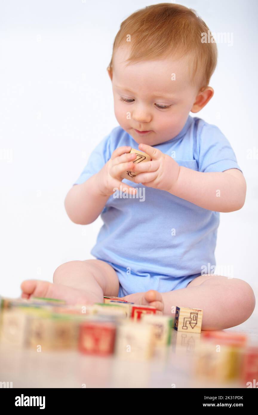 Growing up in the safety of home. an adorable baby boy in his home. Stock Photo