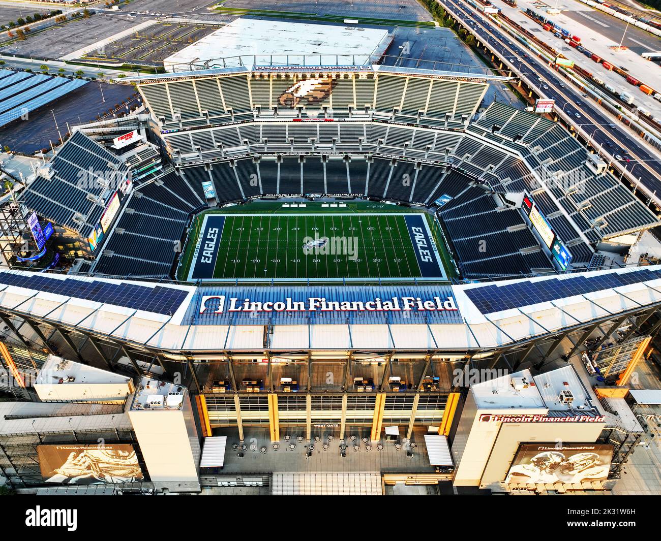 Aerial View of Empty Lincoln Financial Field in Philadelphia Stock Photo