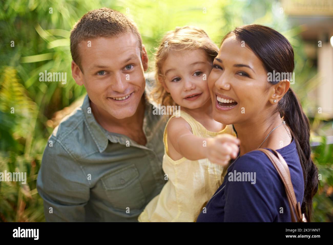 So many things to see. a family on an outing at a tourist attraction. Stock Photo