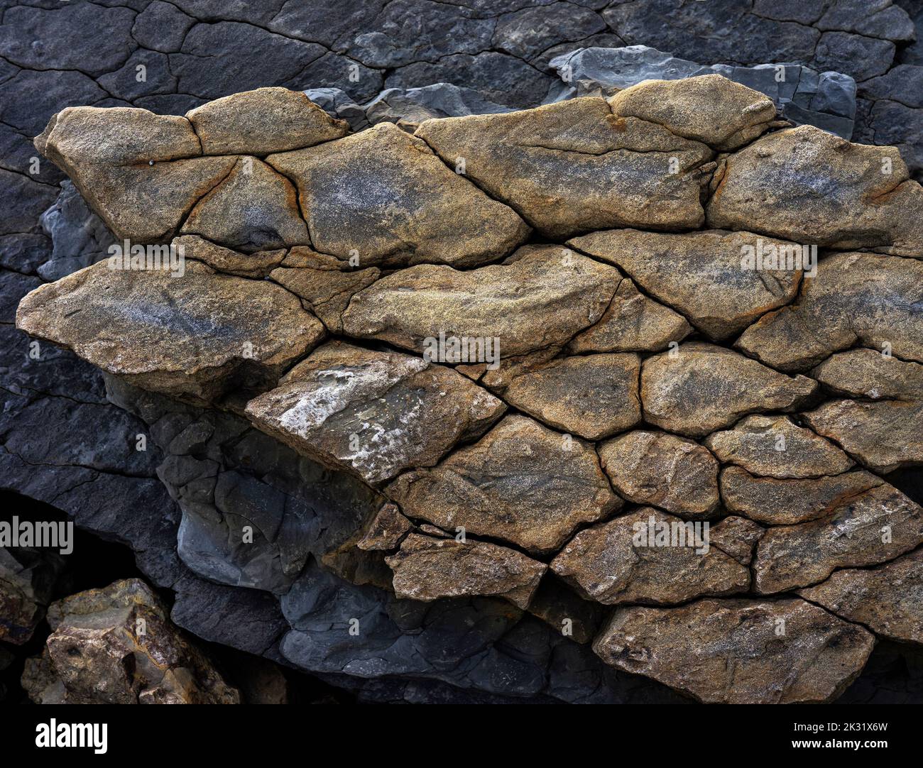 Close view of  a stacked rock formation. Stock Photo