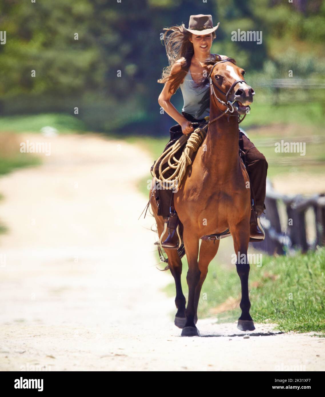 Hot cowgirl riding