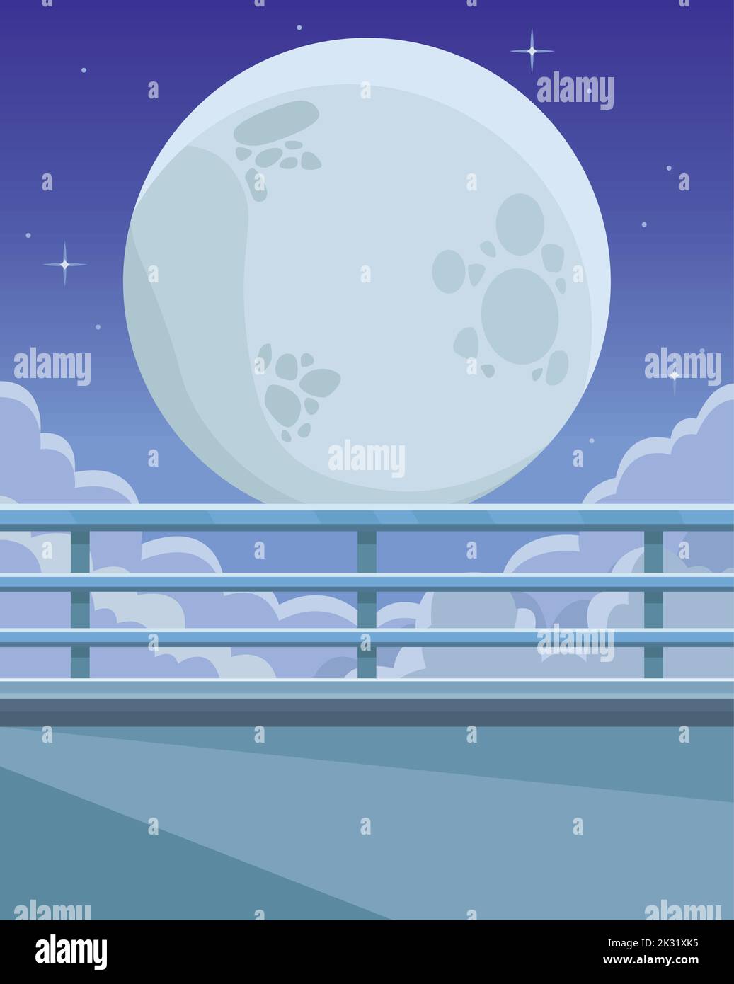 landscape anime with fullmoon Stock Vector