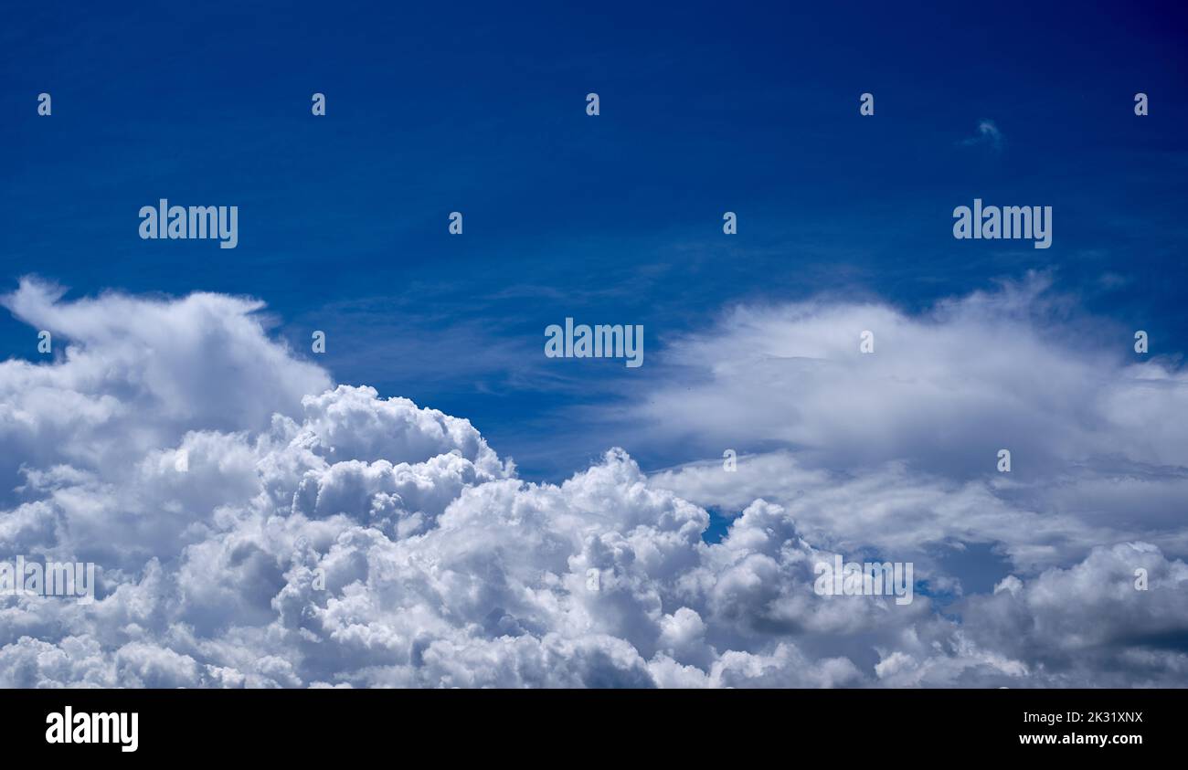 Panorama background fluffy clouds and blue sky Stock Photo