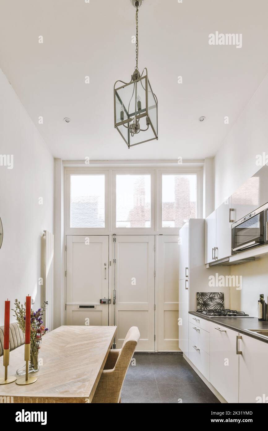 Home interior design of modern loft apartment with open kitchen in ...
