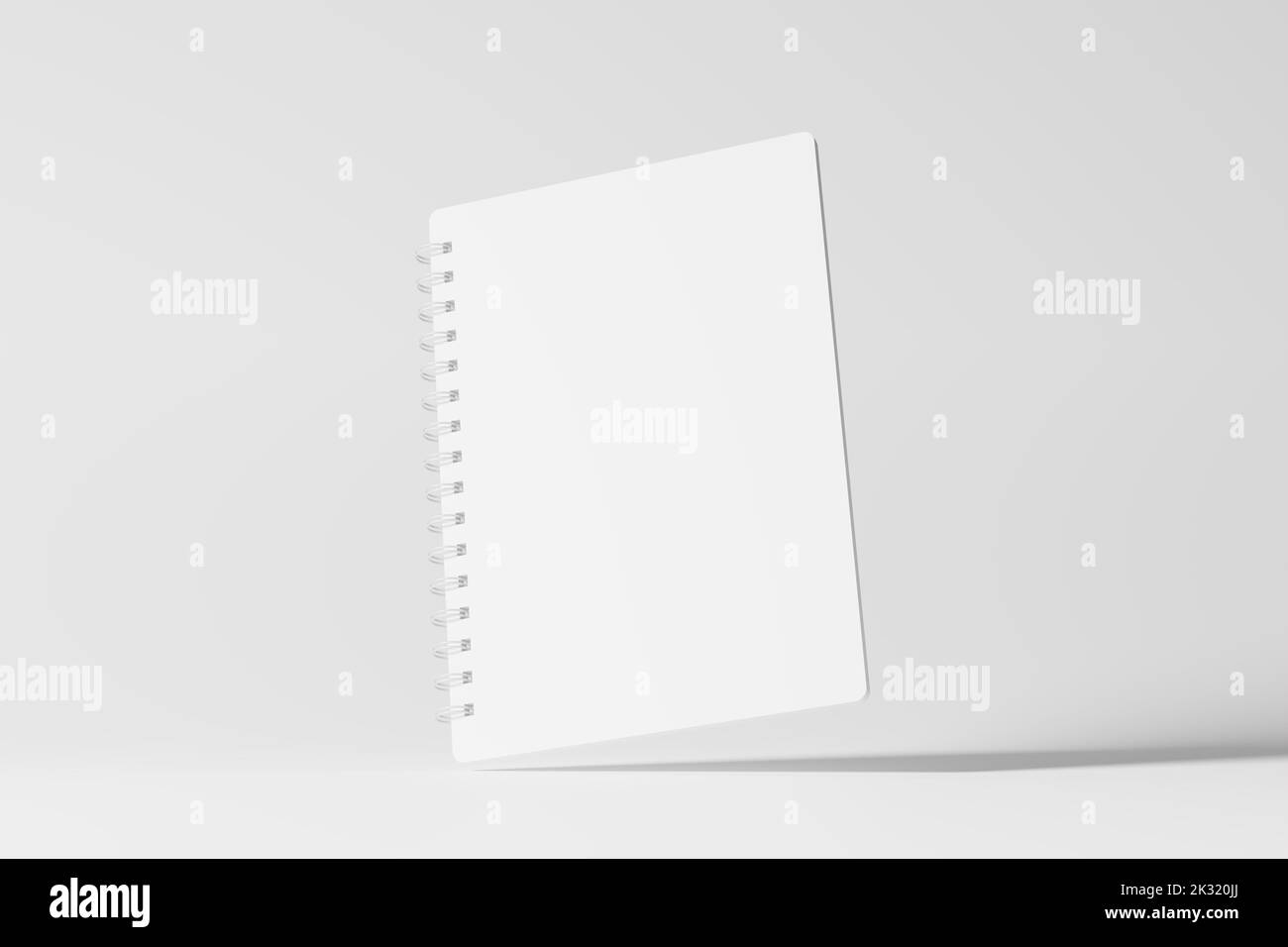 A4 A5 Rounded Corner Spiral Notebook 3D Rendering White Blank Mockup ...