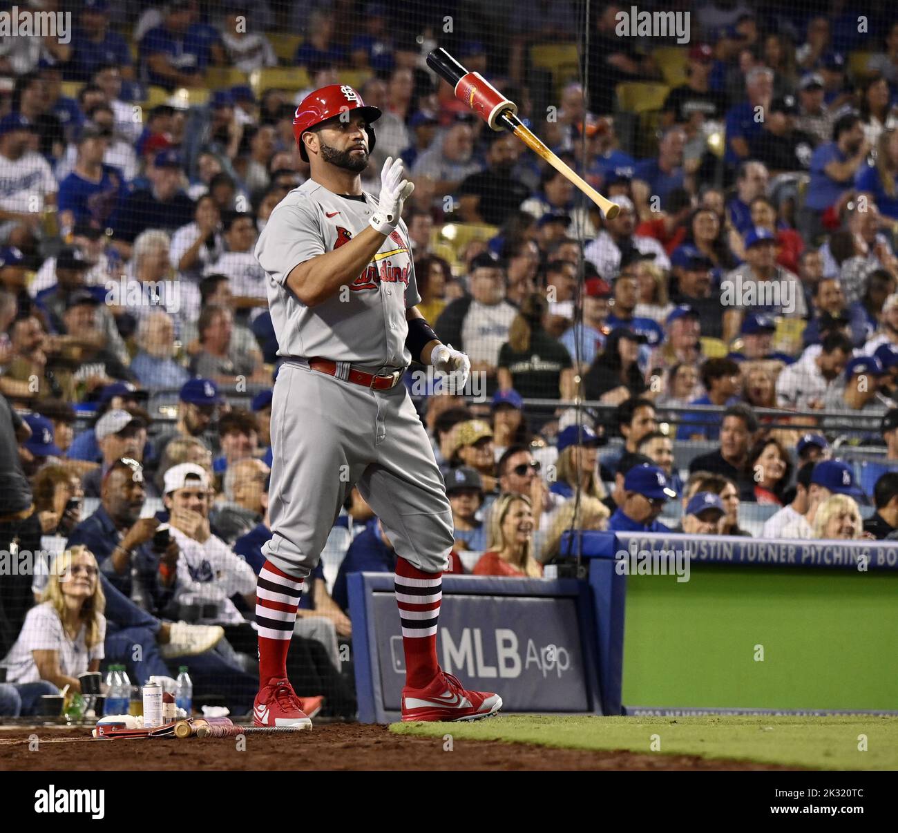 Los Angeles, United States. 23rd Sep, 2022. St. Louis Cardinals slugger Albert Pujols prepares to bat in the sixth inning against Los Angeles Dodgers at Dodger Stadium in Los Angeles on Friday, September 23, 2022. Photo by Jim Ruymen/UPI Credit: UPI/Alamy Live News Stock Photo