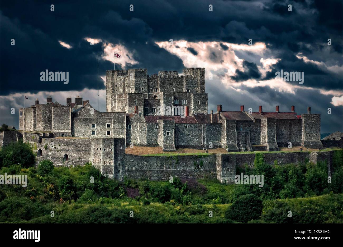 United Kingdom Kent -  Dover Castle 12th-12th century - The Norman castle is the largest in the United Kingdom. Stock Photo